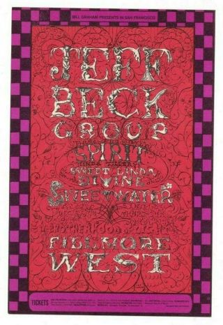 Jeff Beck Group Spirit Fillmore Ballroom Bill Graham Postcard Bg - 148 N/m B - 7