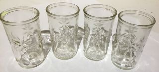 Vintage 50th Anniversary Star Burst Anchor Hocking Jelly Jar Juice Glasses - 4