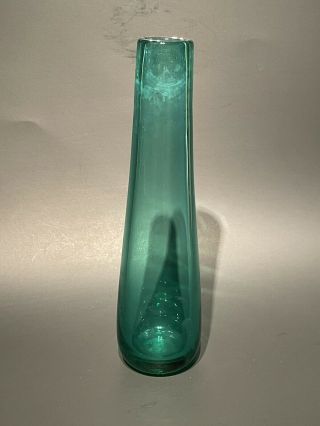 Vintage Mcm Blenko Handblown Glass Green Vase 9” 1956 5616 Htf
