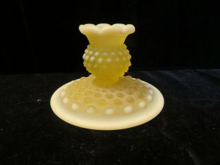 Fenton Hobnail Topaz Opalescent Candlestick / Candle - Holder Frosted