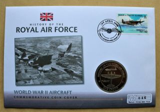 History Of Raf World War Ii Cover,  2008 Gibraltar De Havilland Mosquito Coin