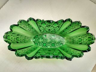 Vintage Green Glass Thick Vase Or Bowl