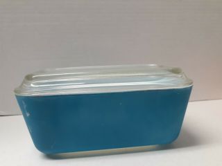Vintage Pyrex Blue Covered Refrigerator Dish 502 - B W/ 502 - C
