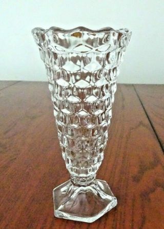 American Crystal Clear 6” Flared Bud Vase Hex Foot Label Fostoria B53 - E