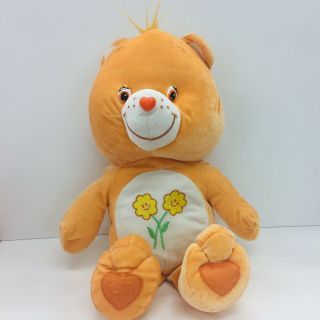 Care Bear Friendship Bear Plush Orange & Flowers Vtg 2003 Teddy Bear Stuffed Toy