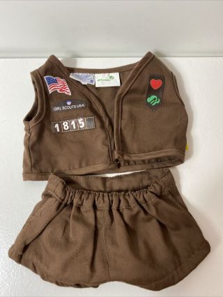 Build A Bear Workshop Girl Scout Brownie Uniform Outfit 2 Piece Vest Skort