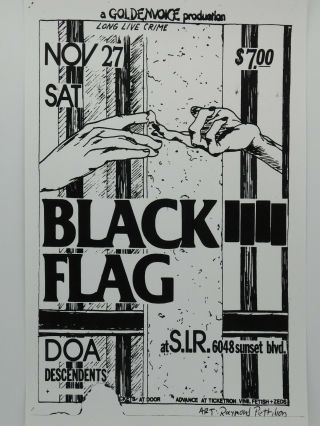 Black Flag Doa At Sir Studios On Sunset Blvd Hollywood Punk Rock Concert Poster