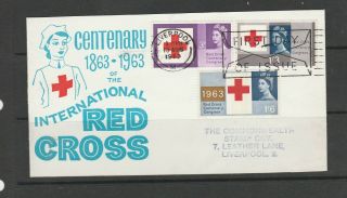 Gb Fdc 1963 Red Cross Phosphor,  Front Only,  Liverpool Envelope Fdi,  Imprint Addr