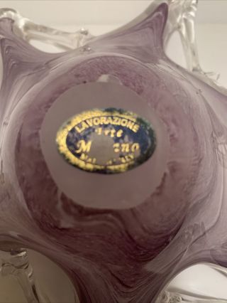 Lavorazione Arte Murano purple Starfish Shape Glass Bowl Made in Italy 3