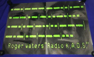 Vintage 1987 Roger Waters (pink Floyd) Radio Kaos Promo Poster Cbs 24x36