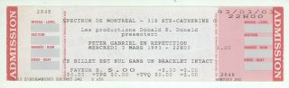 Rare Peter Gabriel 3/3/93 Montreal Quebec Canada Full Concert Ticket Genesis