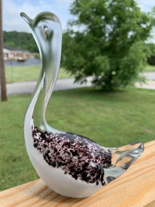 Vintage Hand Blown Art Glass Swan/duck Figurine Purple,  Home Living Room,  Murano