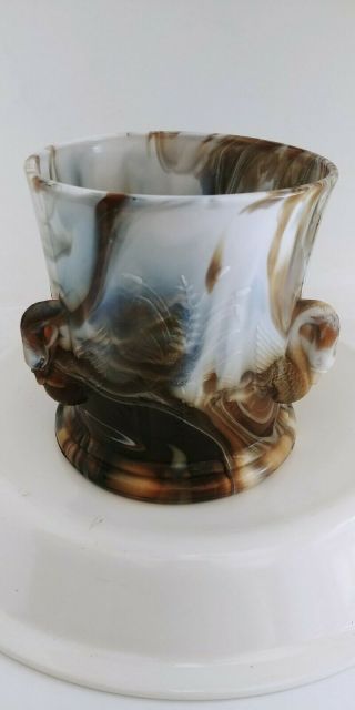 Vintage Westmoreland Slag Glass Spoon Holder Swans And Cattail Pattern