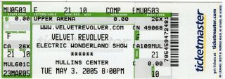 Vintage Velvet Revolver Concert Ticket - Umass - Amherst,  Ma - 5/3/05