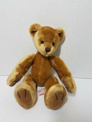Vtg Russ Dunwell Classic Plush Tan Brown Teddy Bear Poseable Knit Red Sweater 8 "