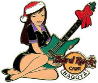 Hard Rock Cafe Nagoya 2005 Christmas Pin Sexy Hrc Waitress W/green Guitar 29991