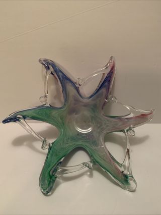 Lavorazione Arte Murano Starfish Shape Glass Bowl Made In Italy
