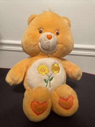 2002 Friend Bear Care Bears Play Along 13 " Peach Flowers Orange Hearts