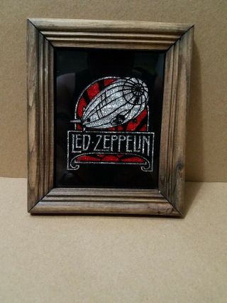 Vintage Led Zeppelin Carnival Mirror With Wood Frame 5.  5 " X 6.  5 " Carnival Prize