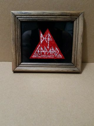 Vintage Def Leppard Carnival Mirror With Wood Frame 5.  5 " X 6.  5 " Fair Prize