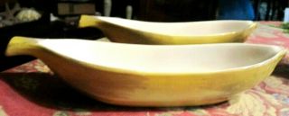 Vintage Set Of 2 Ceramic Banana Split Boats Ice Cream Dishes Hand Painted