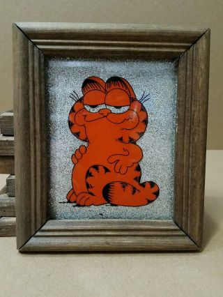 Garfield Vintage Carnival Mirror With Wood Frame 5.  5 " X 6.  5 " Fair Prize
