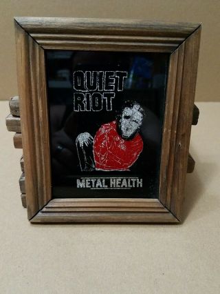 Vintage Quiet Riot Carnival Mirror With Wood Frame 5.  5 " X 6.  5 " Fair Prize
