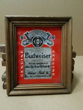 Budweiser Vintage Carnival Mirror With Wood Frame 5.  5 " X 6.  5 " Fair Prize