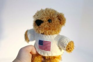 Vintage Beverly Hills Teddy Bear Plush Bear American Flag Sweater Patriot Usa 9 "