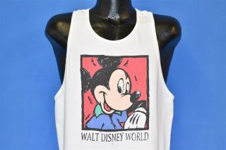 Vtg 90s Mickey Mouse Walt Disney World Theme Park Racerback Tank Ca T - Shirt L
