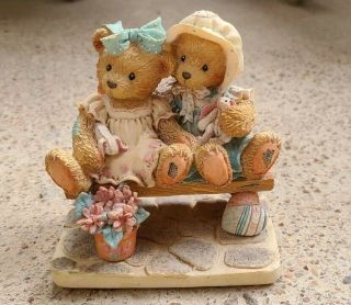 Cherished Teddies Tracie And Nicole Figurine Side By Side With Friends 911372