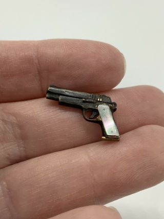 Dollhouse Miniature Artisan Cliff Feltrope Mother Of Pearl Handle Gun