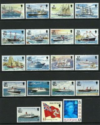 Isle Of Man 1993,  Ships Definitive Set Of 19 Sg539/57 Mnh