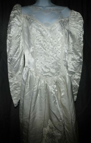 Vintage Satin Gown Wedding Dress Bust 40 Slippery Sissy Slick Glossy Sexy Train