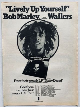 Bob Marley 1975 Vintage Poster Advert Lively Up Yourself Natty Dread Wailers