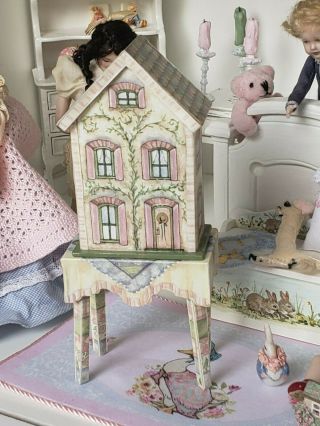 Miniature Artisan Robin Betterley Dollhouse Shelf W Table Set Signed 1:12