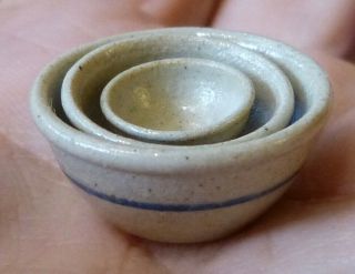 Igma Artisan Jane Graber Miniature Stoneware Nesting Bowl Set (3) : 1:12 Scale