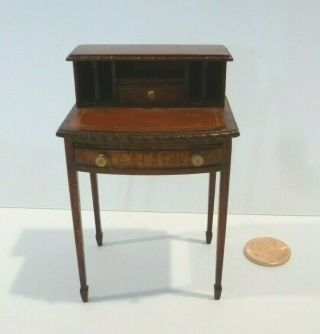 Dennis Jenvey Dollhouse Miniature Small Desk Signed / Dated 1985