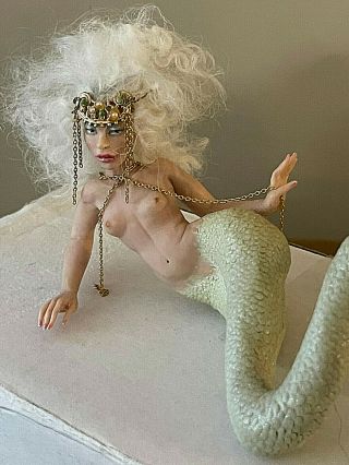 OOAK Awesome Rare Cindi Cannon Mermaid Polymer Clay Art Doll Fantasy Miniature 4