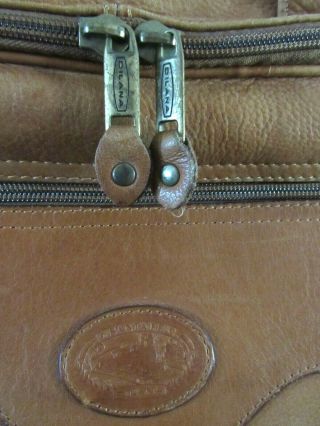 Dilana Santa Fe Vtg Camel Leather Distress Worn Messenger Briefcase Laptop Bag 3