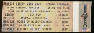 Iggy Pop Rare 2001 Concert Ticket The Stooges/orlando/stub/no - Cd