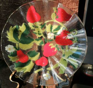 Vintage Sydenstricker Fused Art Glass Strawberries Bowl Signed And Labeled