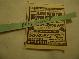 The Beatles Come To Town 1964 Movie Ad Carlin Drive In Theatre Baltimore Md