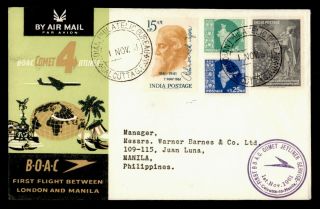 Dr Who 1961 India First Flight Boac Calcutta To Manila Philippines G07175