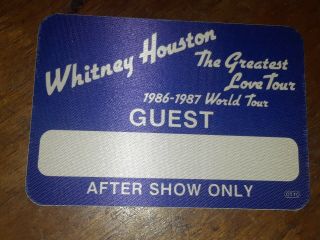 Whitney Houston 1986 Tour Backstage Pass Unpeeled Rare