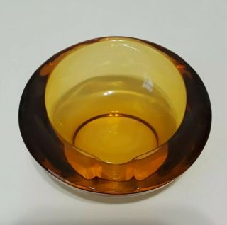Vintage Viking Mid - Century Modern Amber Art Glass Sphere 3.  5 " Cigarette Ashtray