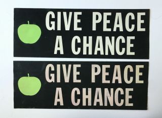 2 Vintage Give Peace A Chance Bumper Stickers Apple Lennon