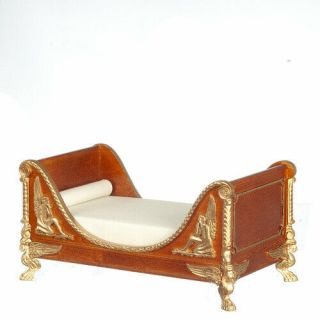 Dolls House Quality Furniture 1:12 Scale Sleigh Bed Walnut/gilt Jj09067wng