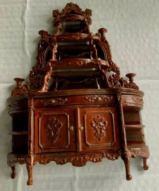 1:12” Miniature Bespaq Mirrored Ornate Hutch Cabinet Victorian Belle Etagere