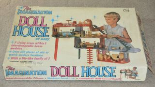 1969 Marx Imagination Dollhouse Mcm Furniture Futuristic Playset